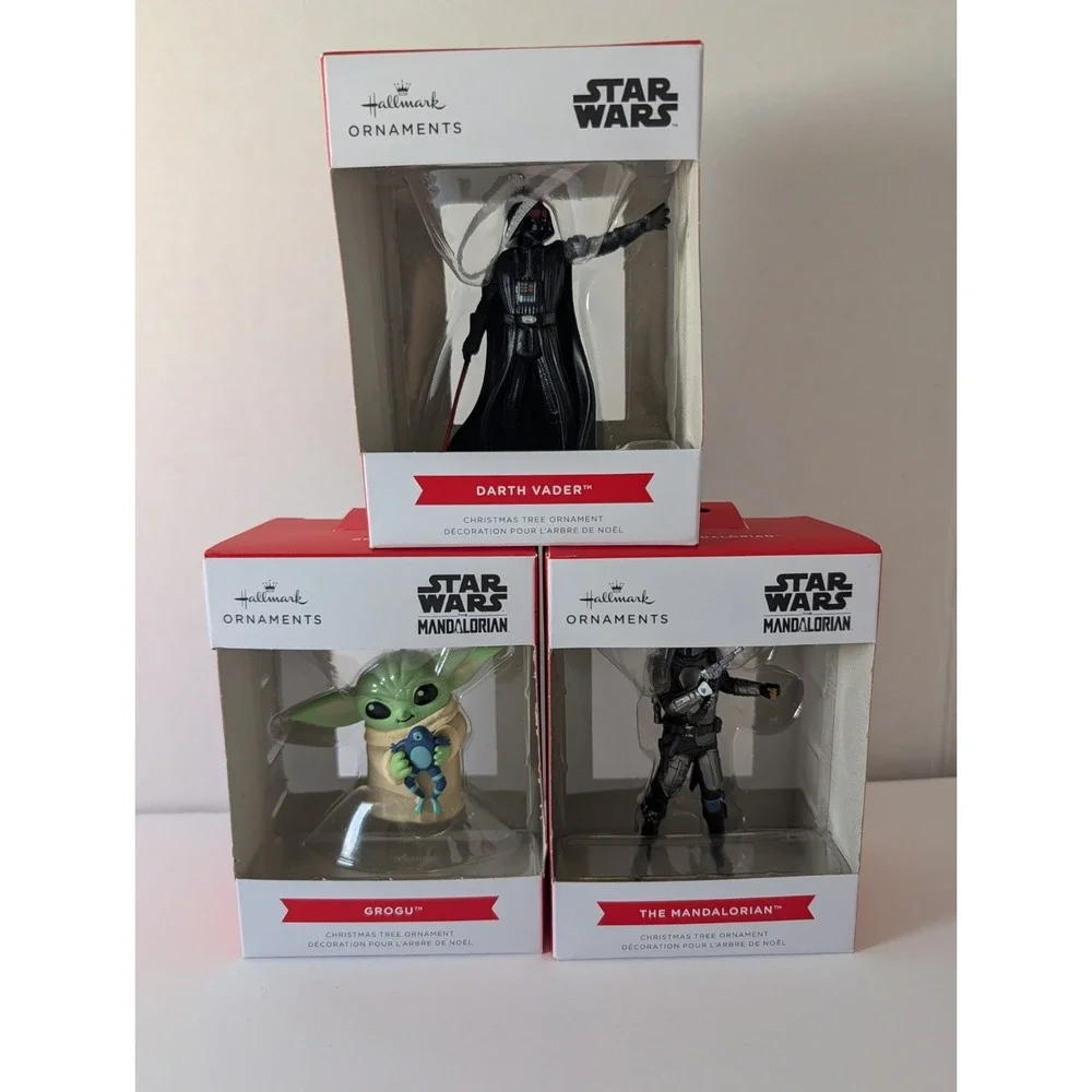 NIB Star Wars Hallmark Ornaments Set Darth Vader Grogu Mandalorian Dark Academia